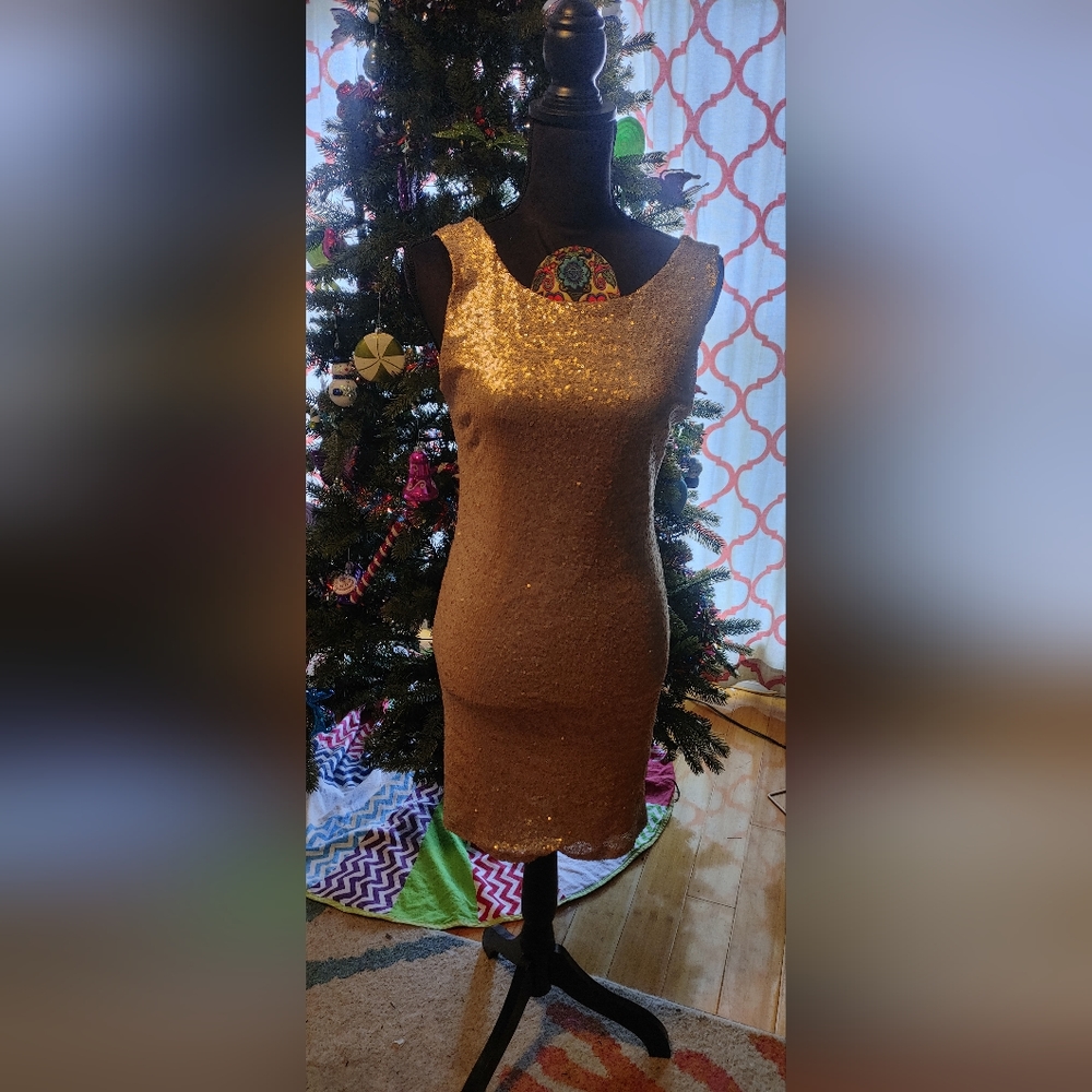 Gold sequin dress